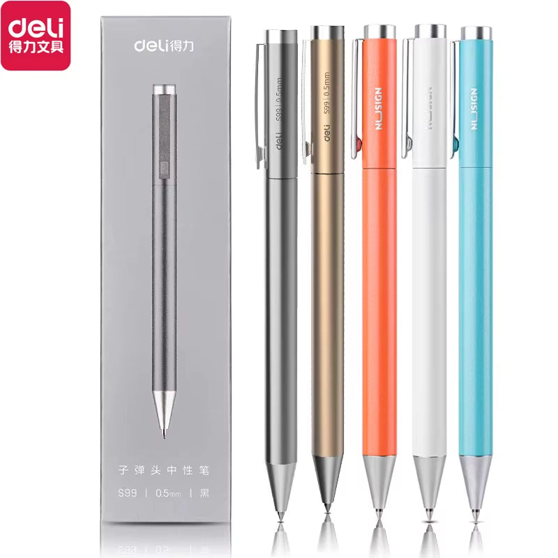 Deli Metal Gel Pen Rollerball Caneta Ручка Ballpoint 0.5MM Signing Pens for Office Students Business Stationary Supplies