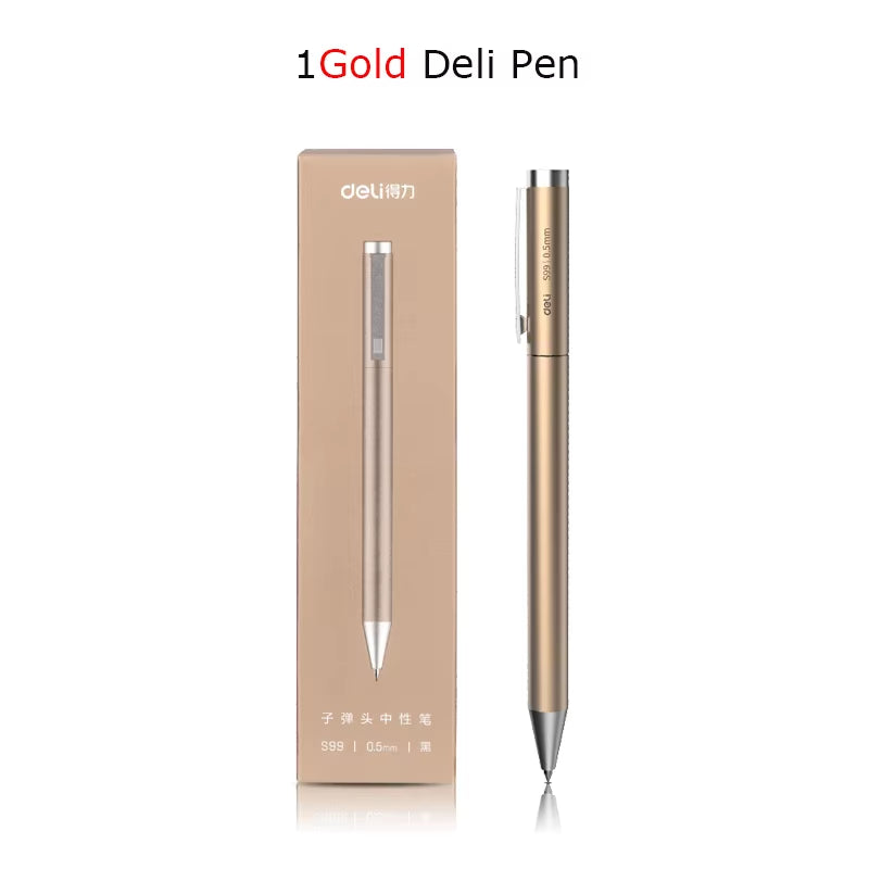 Deli Metal Gel Pen Rollerball Caneta Ручка Ballpoint 0.5MM Signing Pens for Office Students Business Stationary Supplies