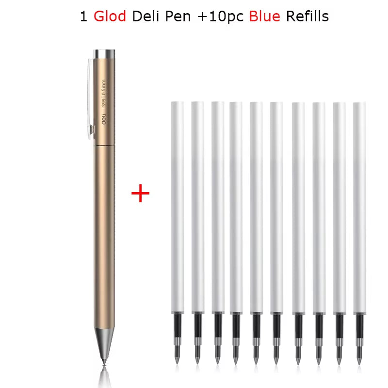 Deli Metal Gel Pen Rollerball Caneta Ручка Ballpoint 0.5MM Signing Pens for Office Students Business Stationary Supplies
