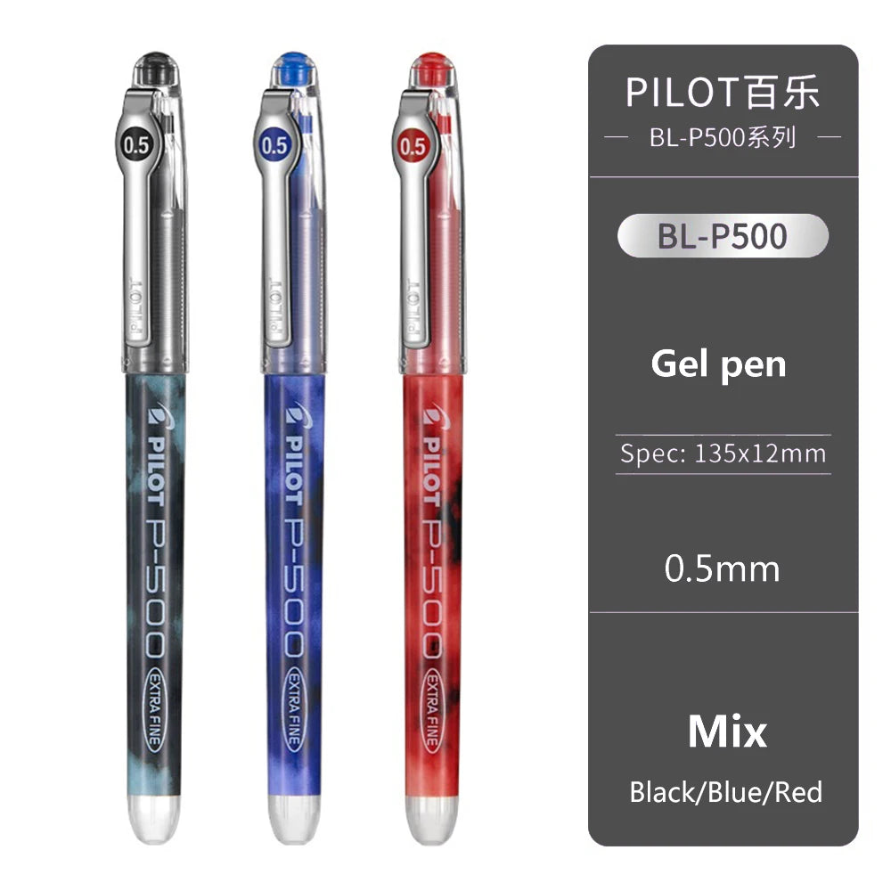 3Pcs Japan  Gel Pens 0.5/0.7Mm P500/P700 Large Capacity Full Needle Tip Straight Liquid Cute School Supplies Art Supplies