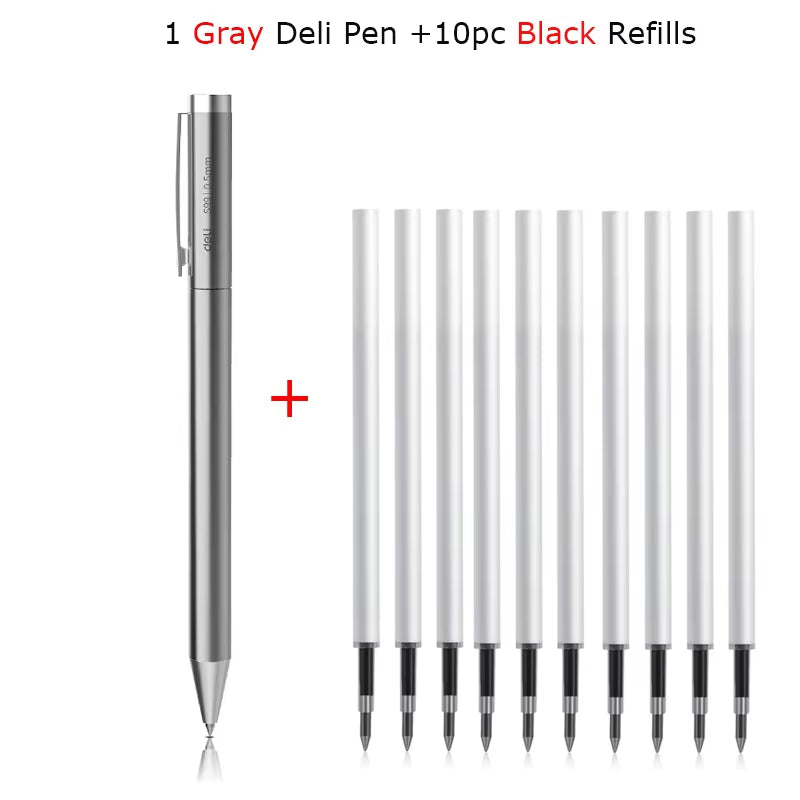 Deli Metal Gel Pen Rollerball Caneta Ручка Ballpoint 0.5MM Signing Pens for Office Students Business Stationary Supplies